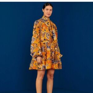 Beautiful yellow and blue long sleeve dress